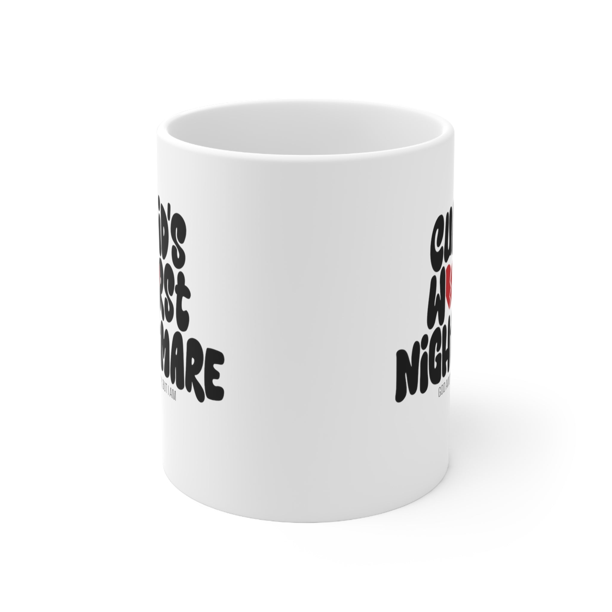 Cupid's Worst Nightmare Mug 11oz (White & Black)-Mug-The Original God Ain't Petty But I Am