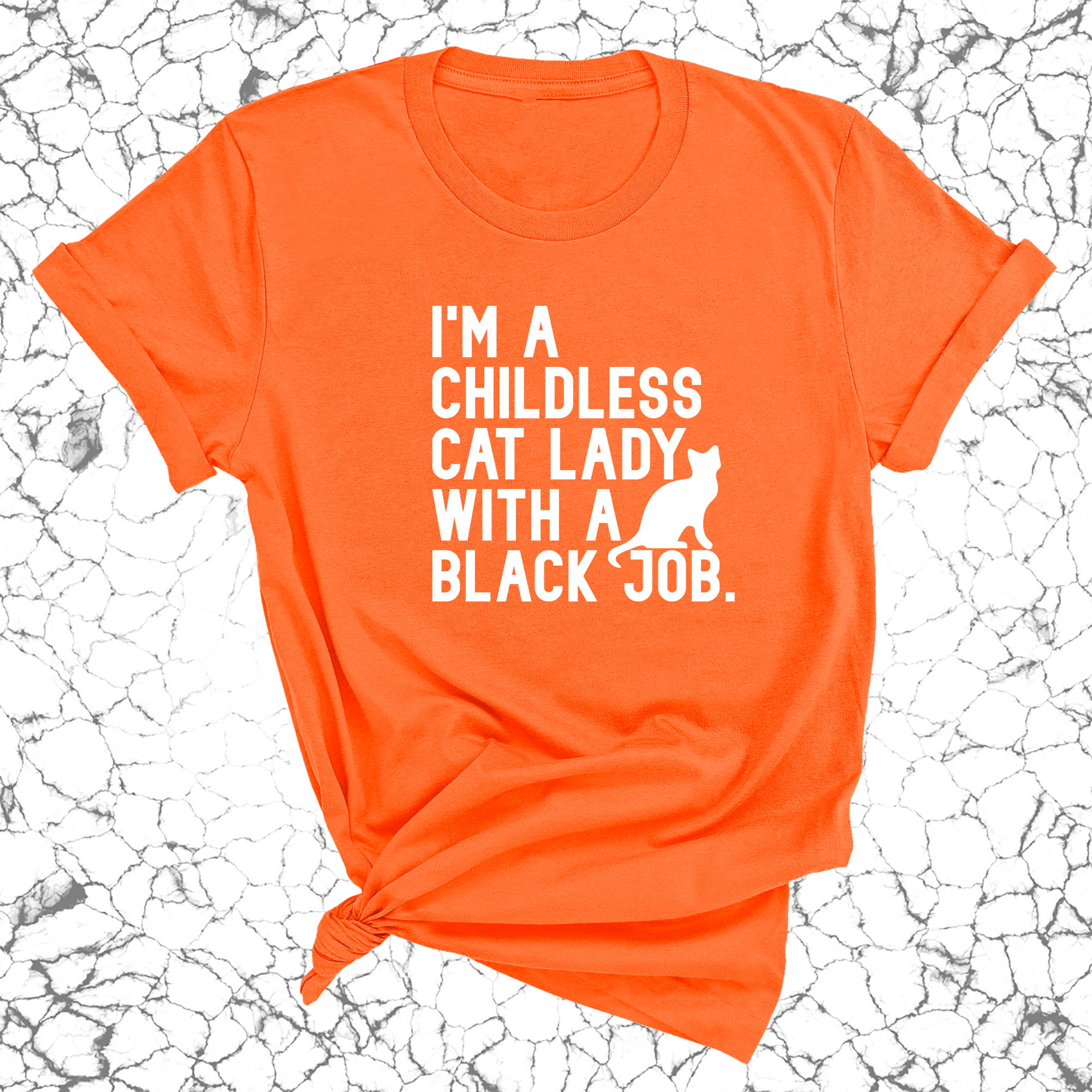 I'm a Childless Cat Lady with a Black Job Unisex Tee-T-Shirt-The Original God Ain't Petty But I Am