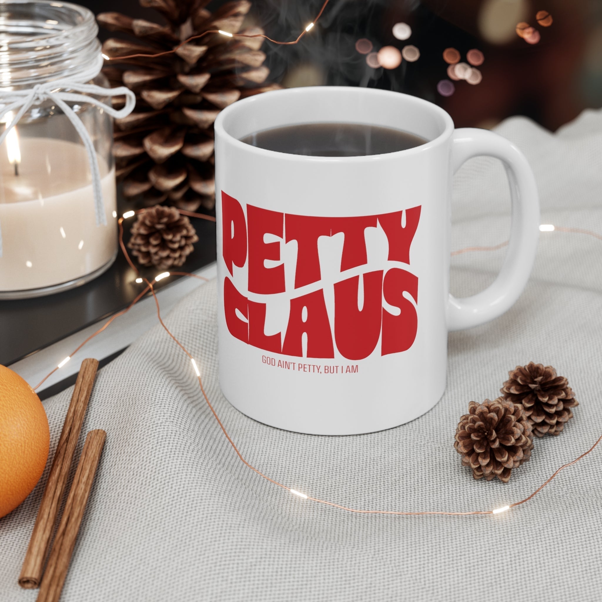 Petty Claus Retro Mug 11oz (White & Red )-Mug-The Original God Ain't Petty But I Am