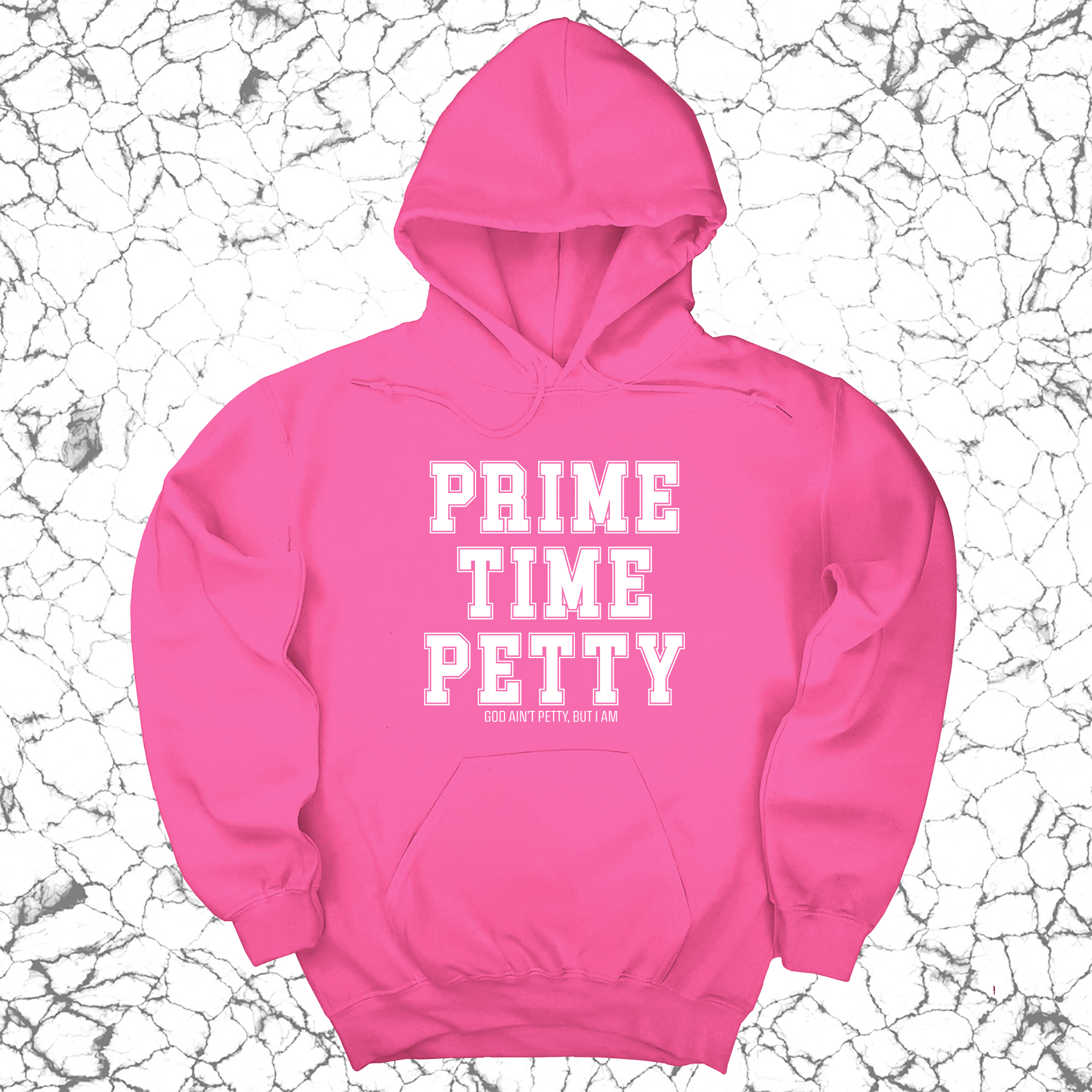 Prime Time Petty Varsity Unisex Hoodie-Hoodie-The Original God Ain't Petty But I Am