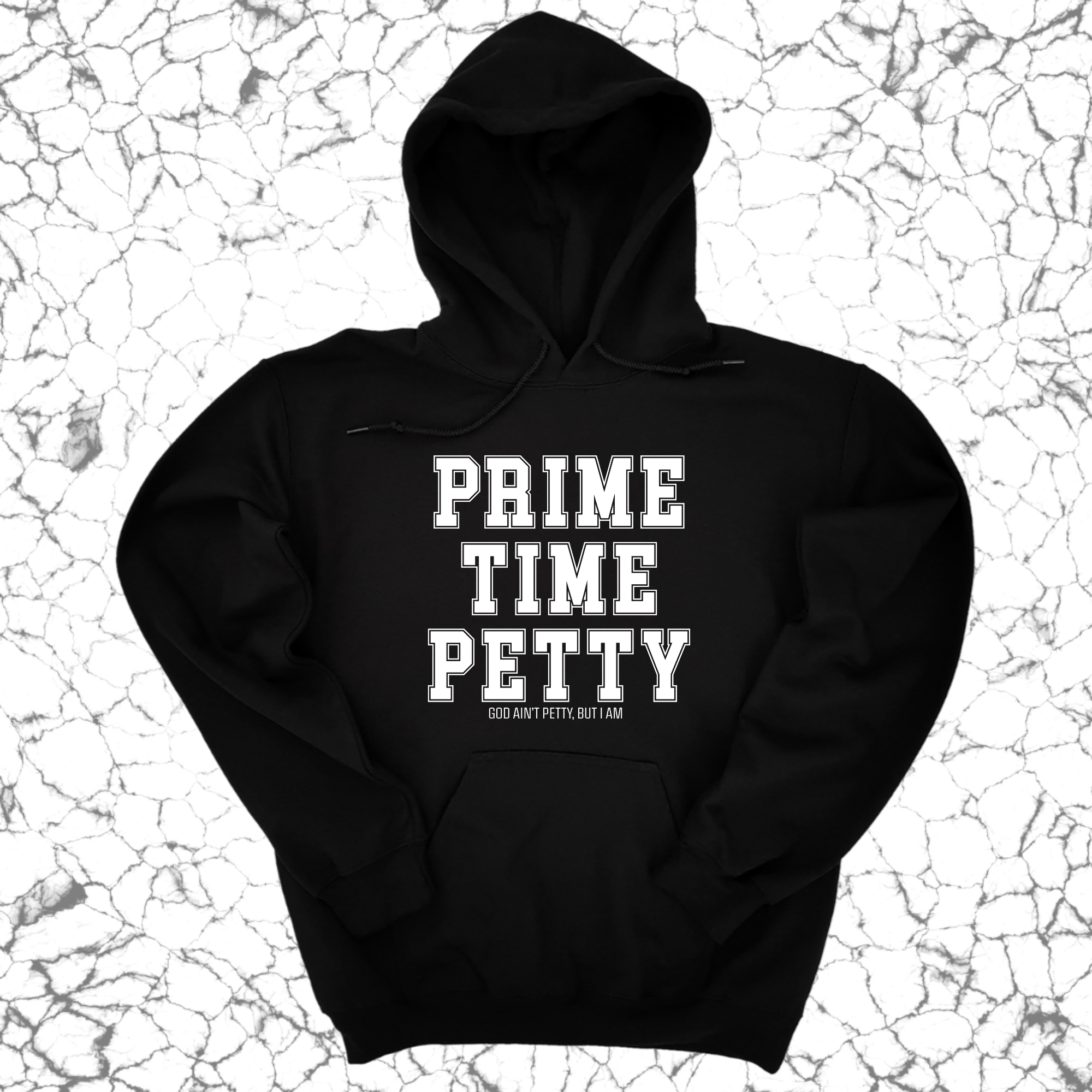 Prime Time Petty Varsity Unisex Hoodie-Hoodie-The Original God Ain't Petty But I Am