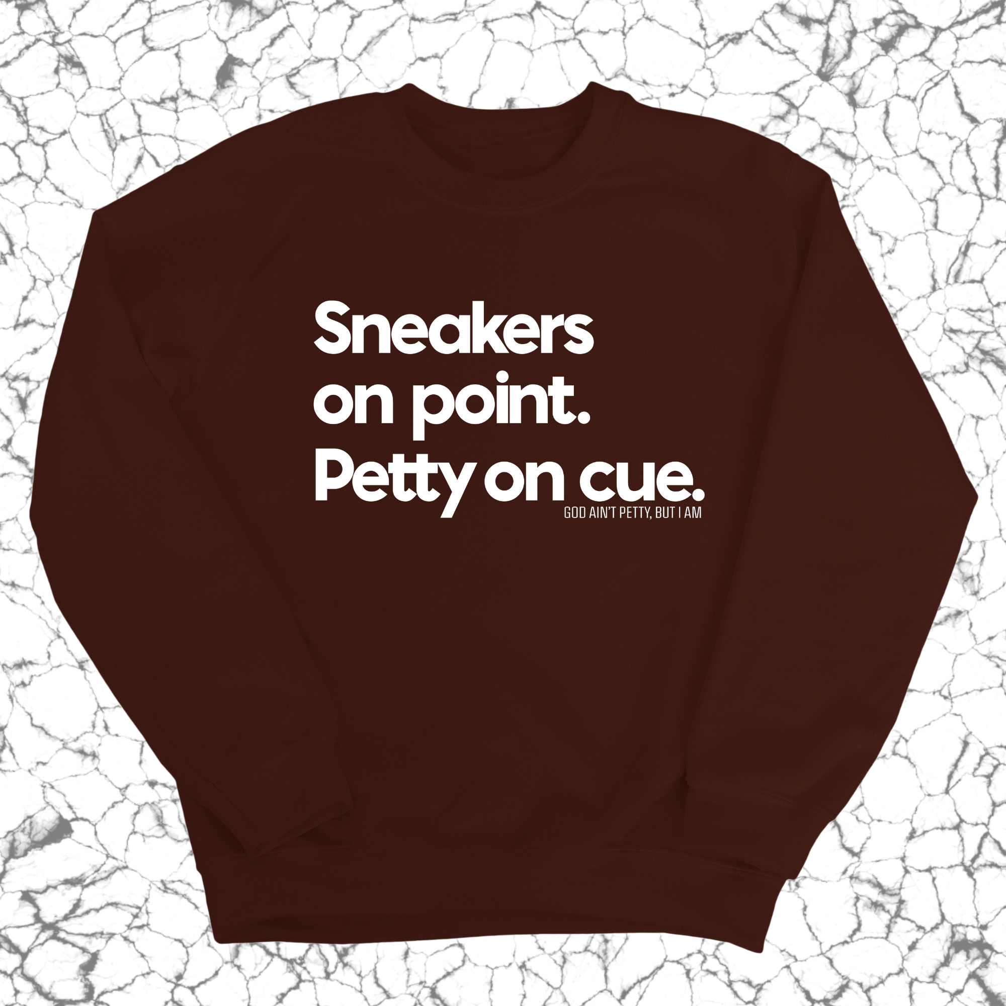 Sneakers on point. Petty On Cue Unisex Sweatshirt-Sweatshirt-The Original God Ain't Petty But I Am