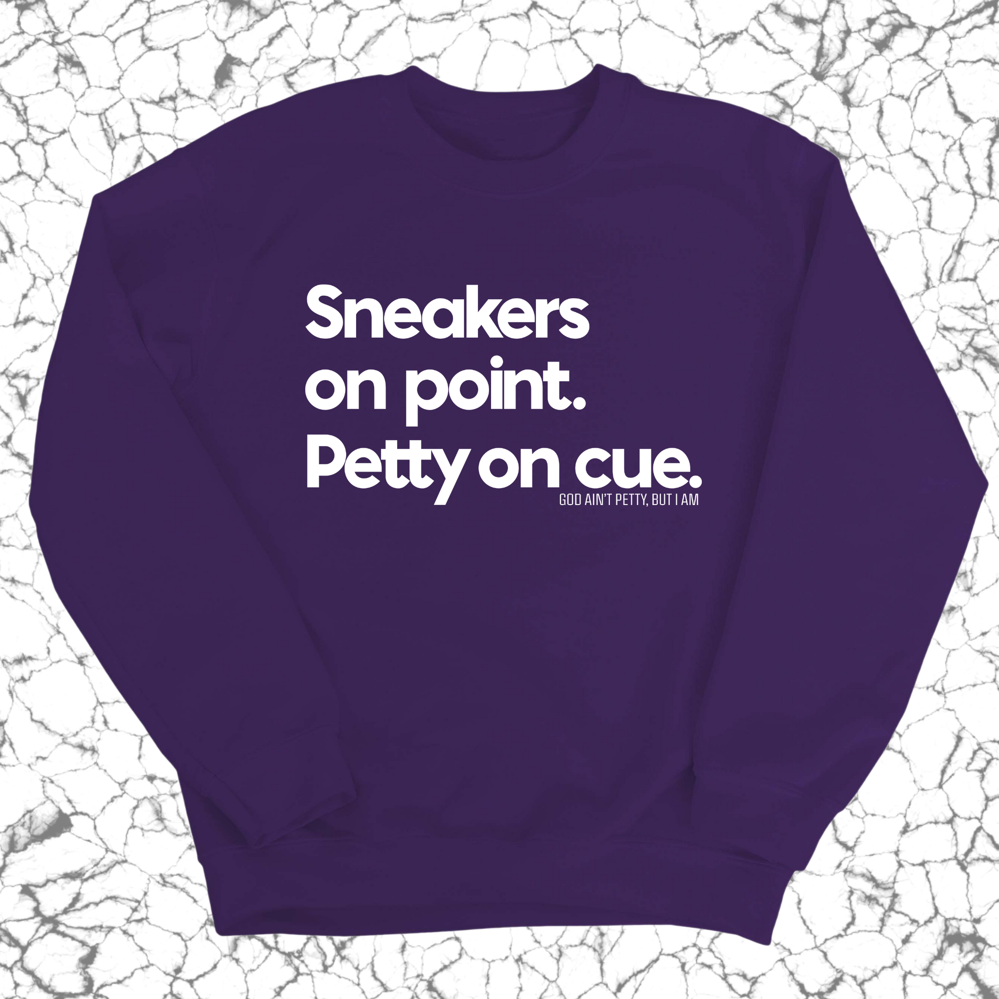 Sneakers on point. Petty On Cue Unisex Sweatshirt-Sweatshirt-The Original God Ain't Petty But I Am