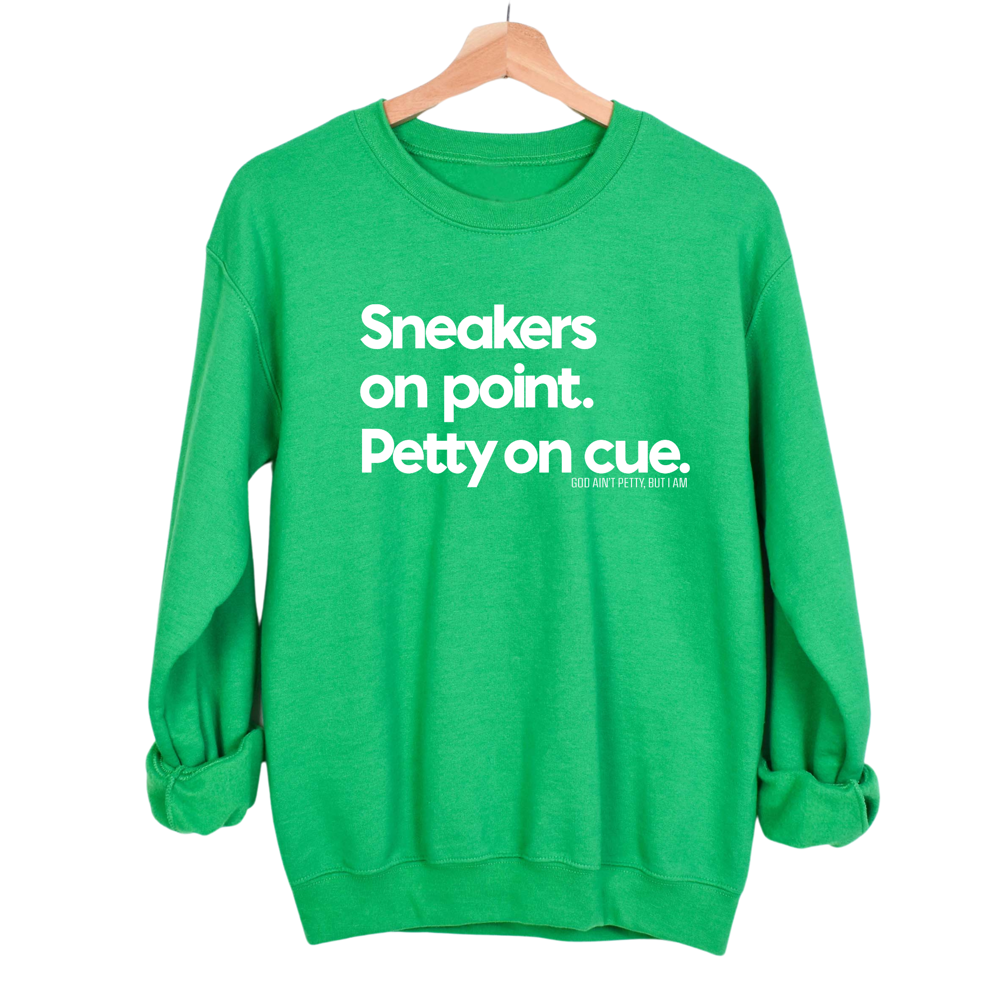 Sneakers on point. Petty On Cue Unisex Sweatshirt-Sweatshirt-The Original God Ain't Petty But I Am