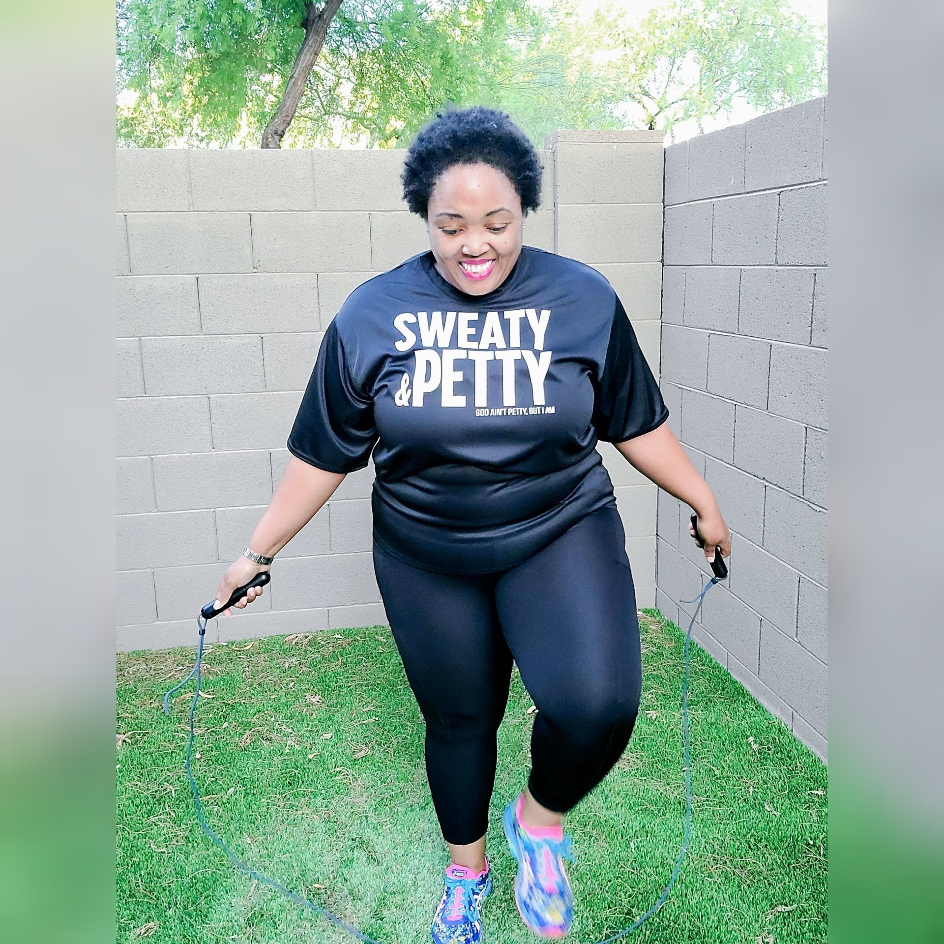 Sweaty & Petty Tee (Black/White)-T-Shirt-The Original God Ain't Petty But I Am