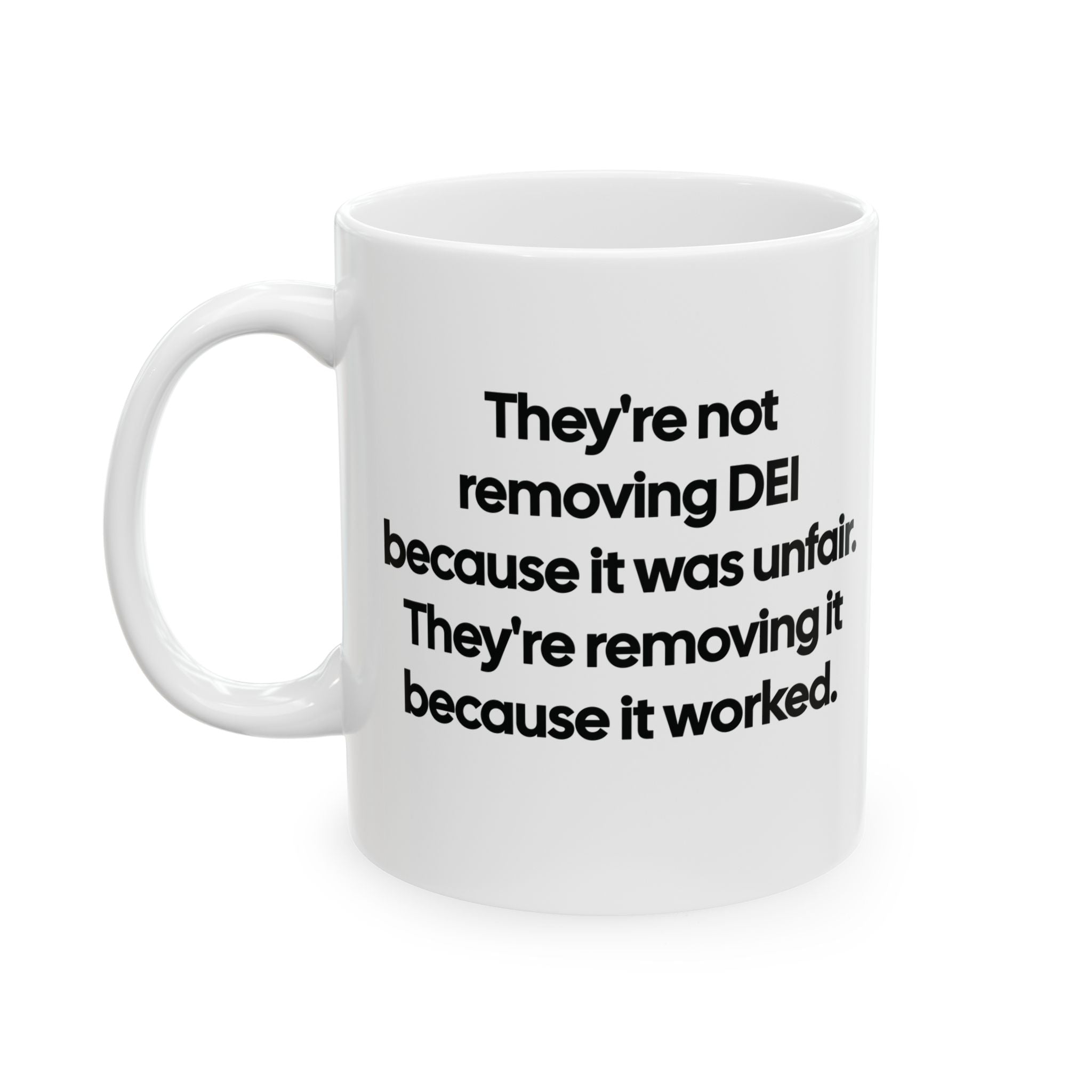 They're Not Removing DEI Because It Was Unfair Mug 11oz (Black & White)-Mug-The Original God Ain't Petty But I Am