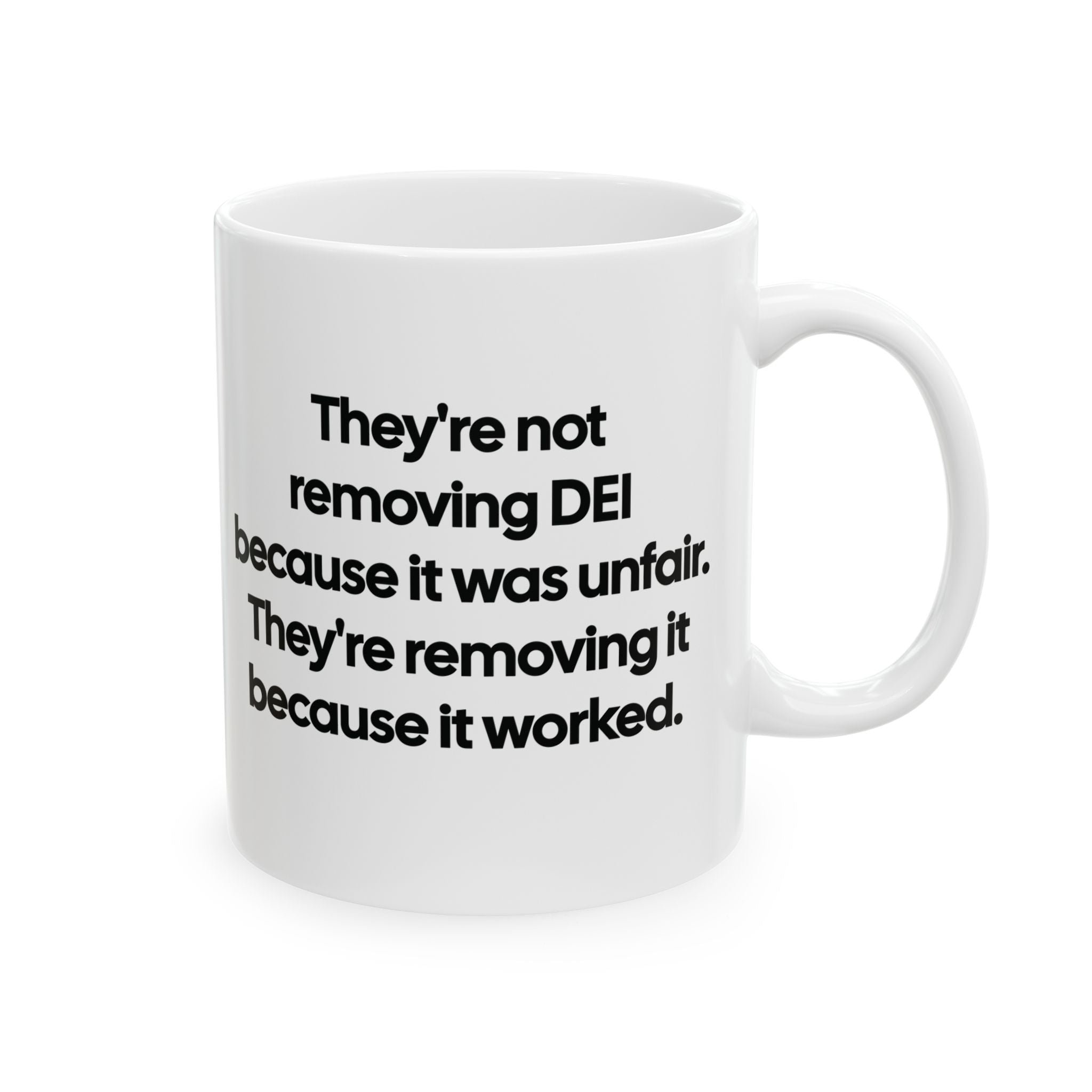 They're Not Removing DEI Because It Was Unfair Mug 11oz (Black & White)-Mug-The Original God Ain't Petty But I Am