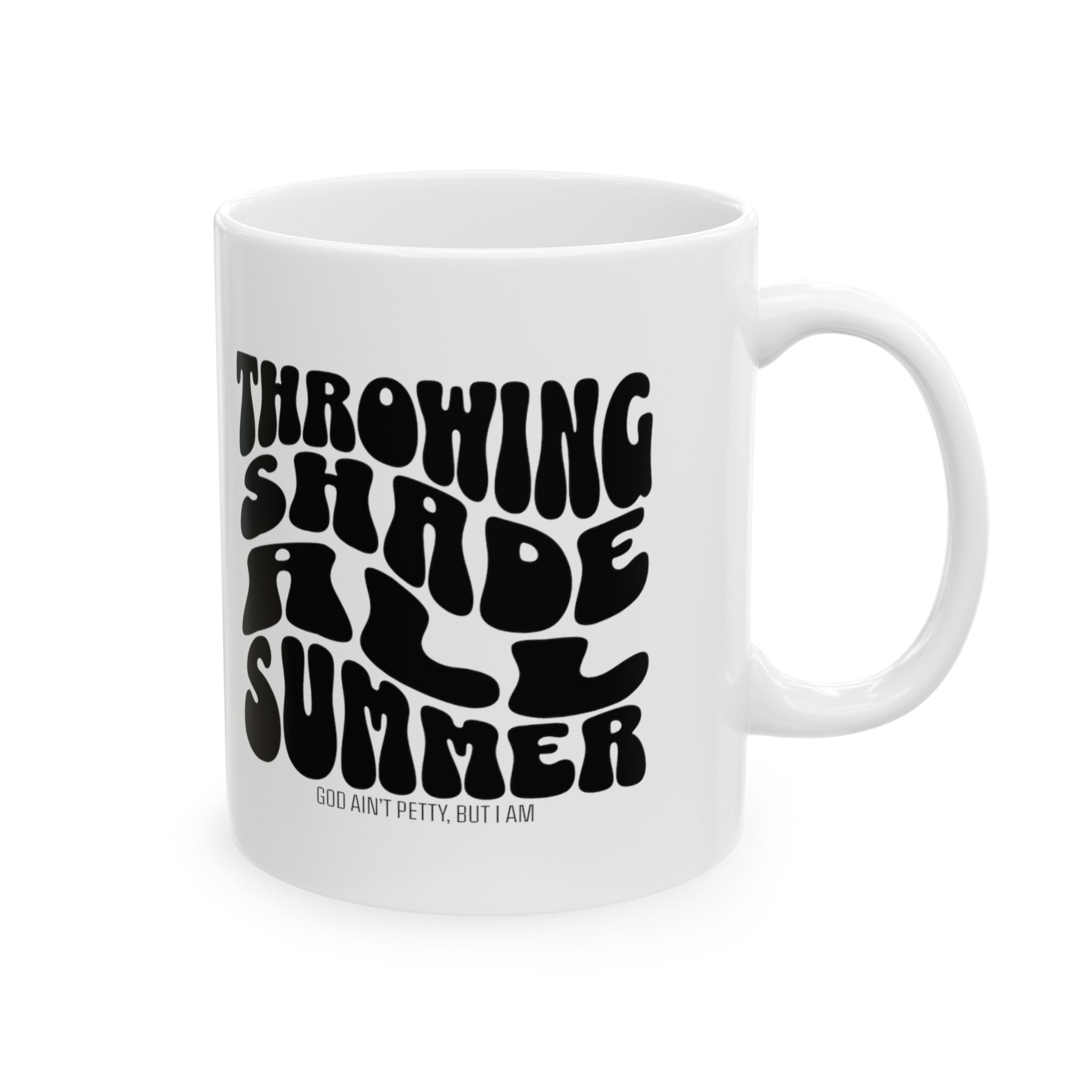 Throwing Shade All Summer Shades Mug 11oz ( White & Black)-Mug-The Original God Ain't Petty But I Am