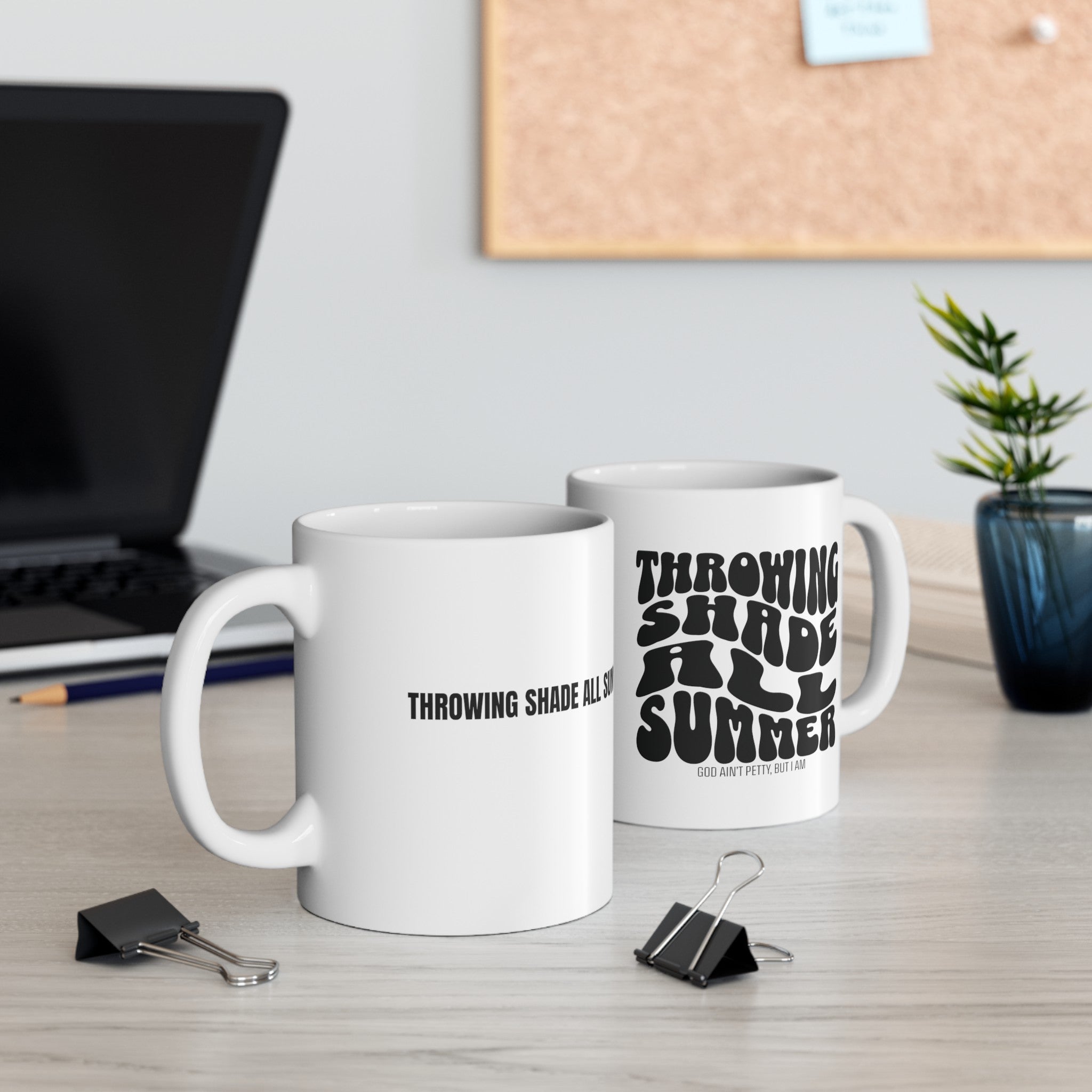 Throwing Shade All Summer Shades Mug 11oz ( White & Black)-Mug-The Original God Ain't Petty But I Am