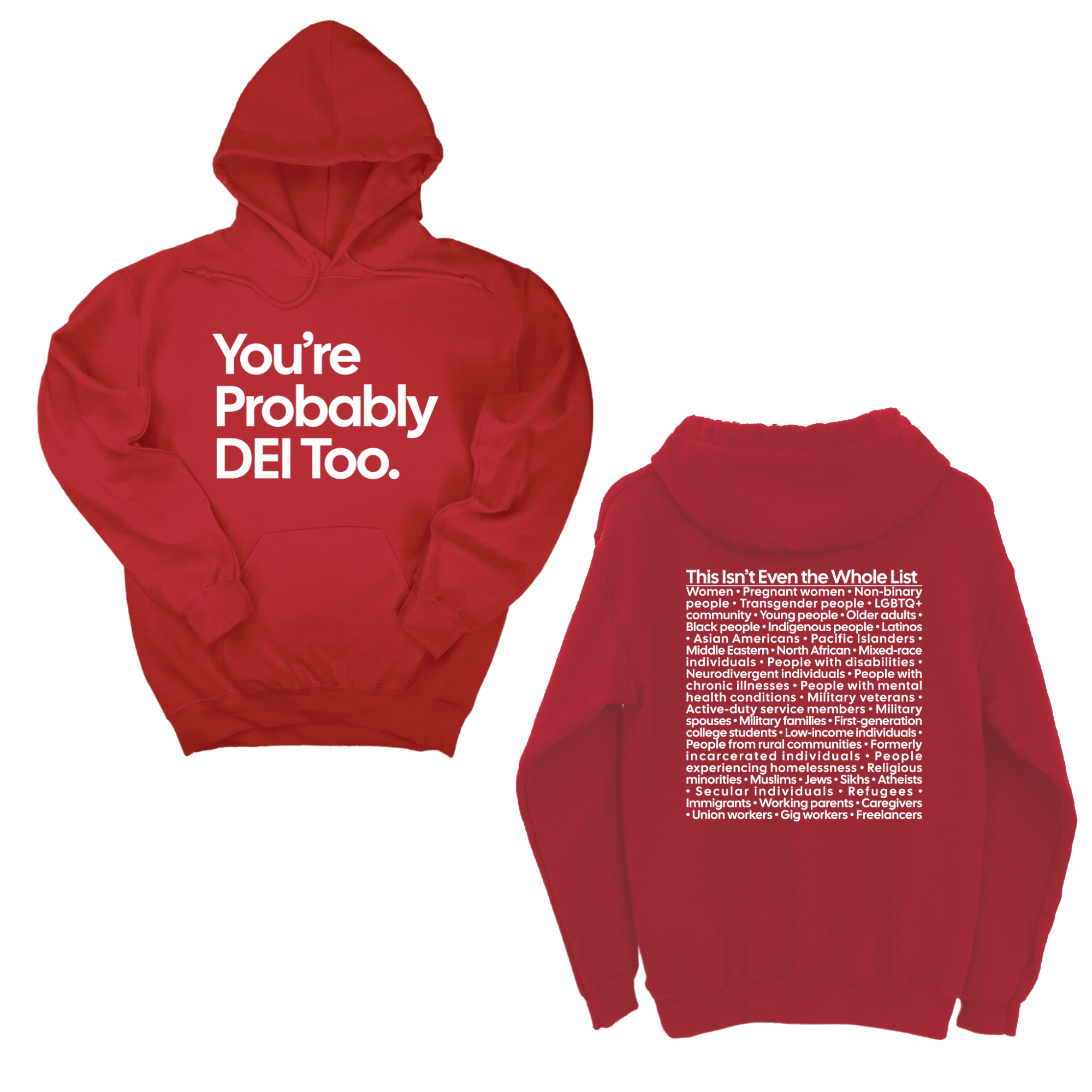 You're Probably DEI Too Unisex Hoodie (Front and Back Design Print)-Hoodie-The Original God Ain't Petty But I Am