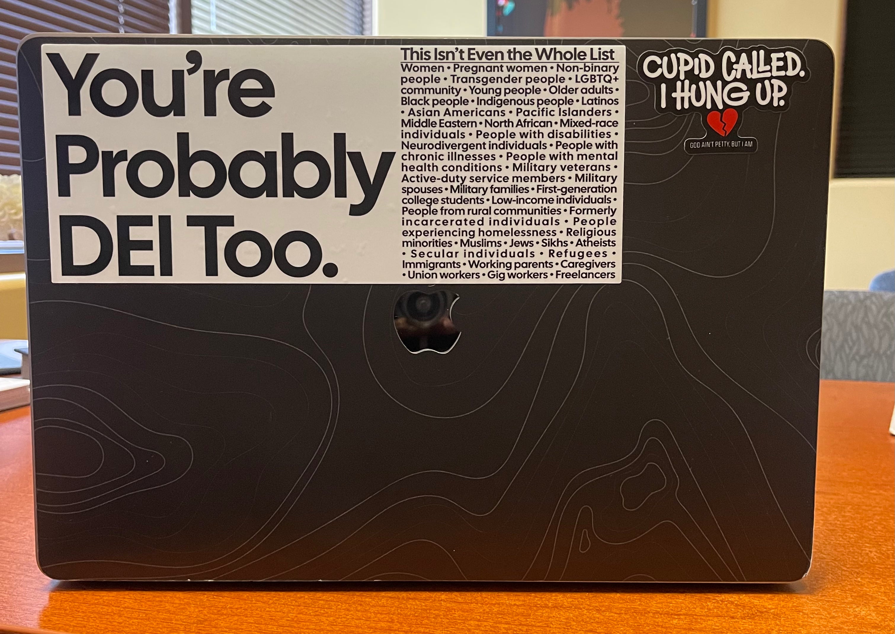 You're Probably DEI Too White & Black Large Sticker-Sticker-The Original God Ain't Petty But I Am