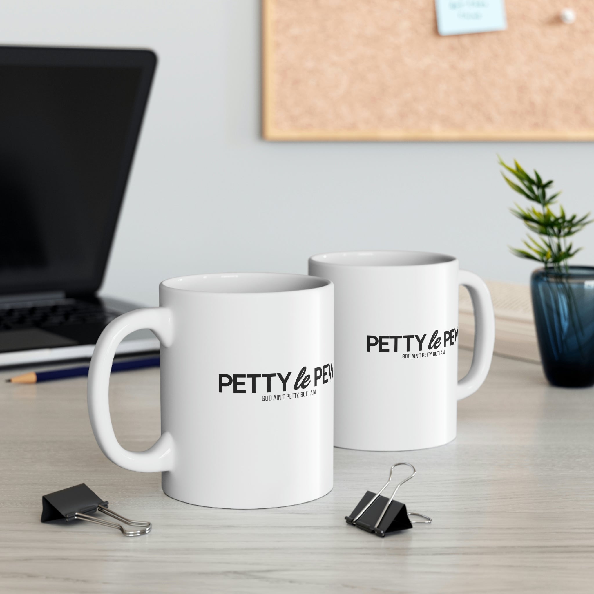 Petty le Pew Mug 11oz (White/Black)-Mug-The Original God Ain't Petty But I Am